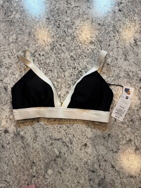 NWT Triangle Swim in Black with Cream Trim